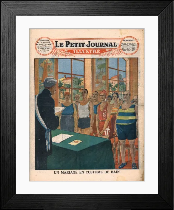 Framed Print : A marriage in swimwear, 1929. Creator: Unknown Framed Print : A marriage in swimwear, 1929. Creator: Unknown