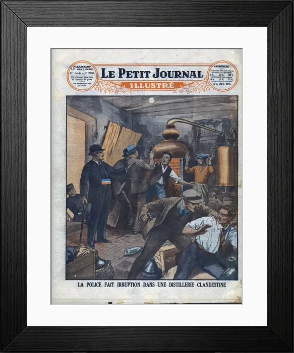 Framed Print : Police raid on an illicit distillery, 1930. Creator: Unknown Framed Print : Police raid on an illicit distillery, 1930. Creator: Unknown