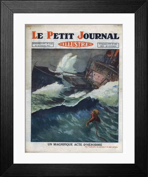 Framed Print : A magnificent act of heroism, 1929. Creator: Unknown Framed Print : A magnificent act of heroism, 1929. Creator: Unknown