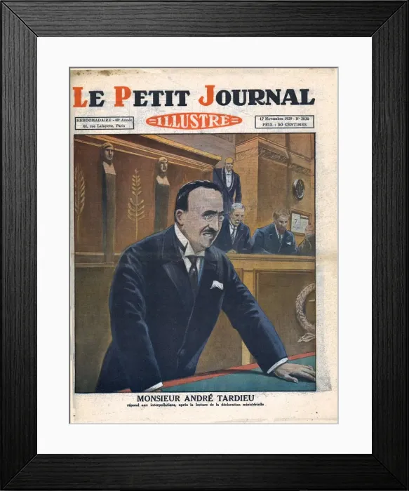 Framed Print : Andre Tardieu replies to questions, 1929. Creator: Unknown Framed Print : Andre Tardieu replies to questions, 1929. Creator: Unknown