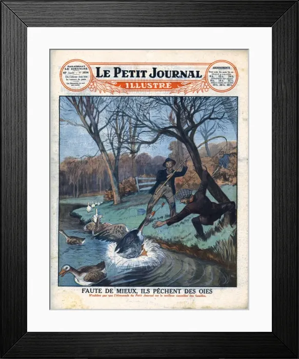 Framed Print : Catching geese with a fishing rod, 1929. Creator: Unknown Framed Print : Catching geese with a fishing rod, 1929. Creator: Unknown