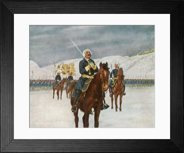 Framed Print : Prayer of the Old Dessauer before the Battle of Kesselsdorf, 15 December 1745, (1936) Framed Print : Prayer of the Old Dessauer before the Battle of Kesselsdorf, 15 December 1745, (1936)