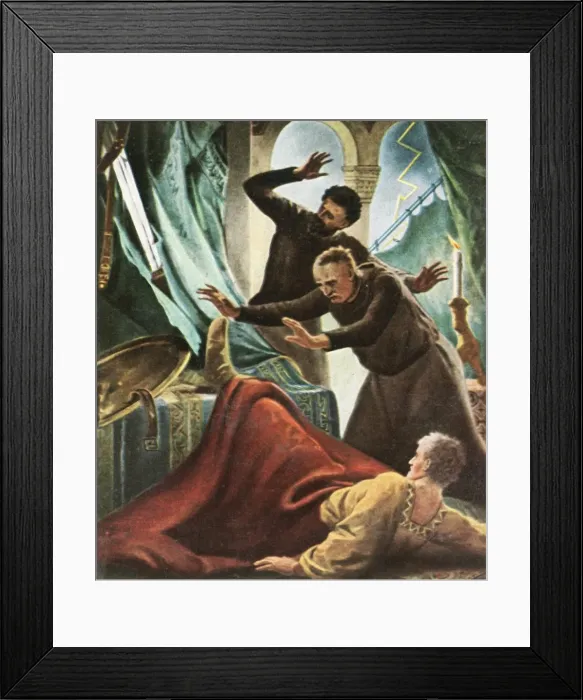 Framed Print : Henry V is hit by lightning in the imperial house at Goslar, (1936). Creator: Unknown Framed Print : Henry V is hit by lightning in the imperial house at Goslar, (1936). Creator: Unknown