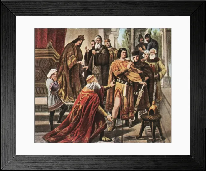 Framed Print : Barbarossa pleads for help from Henry the Lion, 1176, (1936). Creator: Unknown Framed Print : Barbarossa pleads for help from Henry the Lion, 1176, (1936). Creator: Unknown