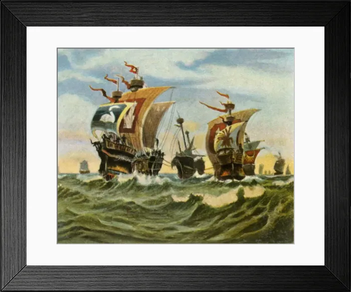 Framed Print : Return of the Hamburg fleet after the defeat of the Victual Brothers, 1401, (1936) Framed Print : Return of the Hamburg fleet after the defeat of the Victual Brothers, 1401, (1936)