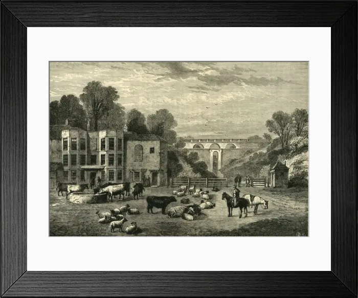 Framed Print : Highgate Archway Gate and Tavern in 1825, (c1876). Creator: Unknown Framed Print : Highgate Archway Gate and Tavern in 1825, (c1876). Creator: Unknown