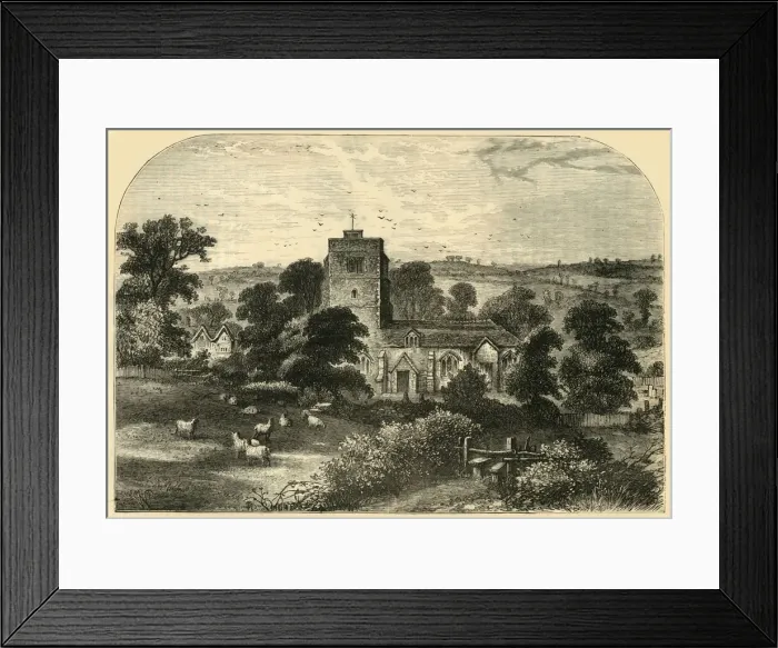 Framed Print : Hornsey Church in 1750, (c1876). Creator: Unknown Framed Print : Hornsey Church in 1750, (c1876). Creator: Unknown