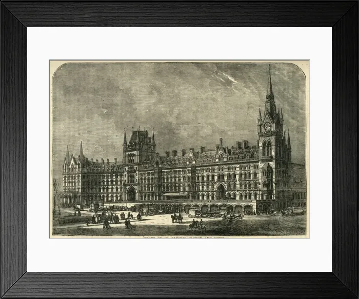 Framed Print : Front of St. Pancras Station and Hotel, c1876. Creator: Unknown Framed Print : Front of St. Pancras Station and Hotel, c1876. Creator: Unknown