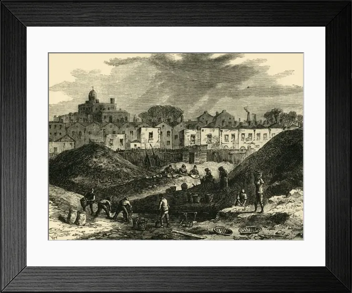 Framed Print : The Dust-Heaps, Somers Town, in 1836, (c1876). Creator: Unknown Framed Print : The Dust-Heaps, Somers Town, in 1836, (c1876). Creator: Unknown