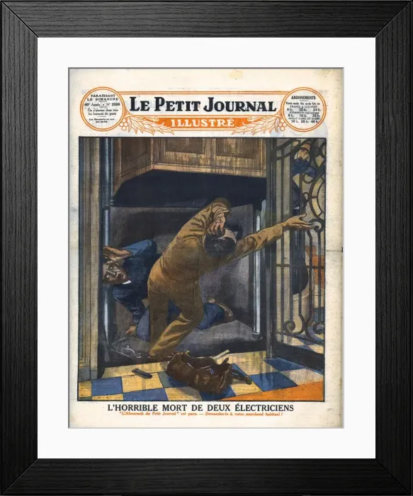 Framed Print : The horrible death of two electrians, 1929. Creator: Unknown Framed Print : The horrible death of two electrians, 1929. Creator: Unknown