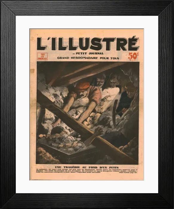 Framed Print : Tragedy at the bottom of a well, 1932. Creator: Unknown Framed Print : Tragedy at the bottom of a well, 1932. Creator: Unknown
