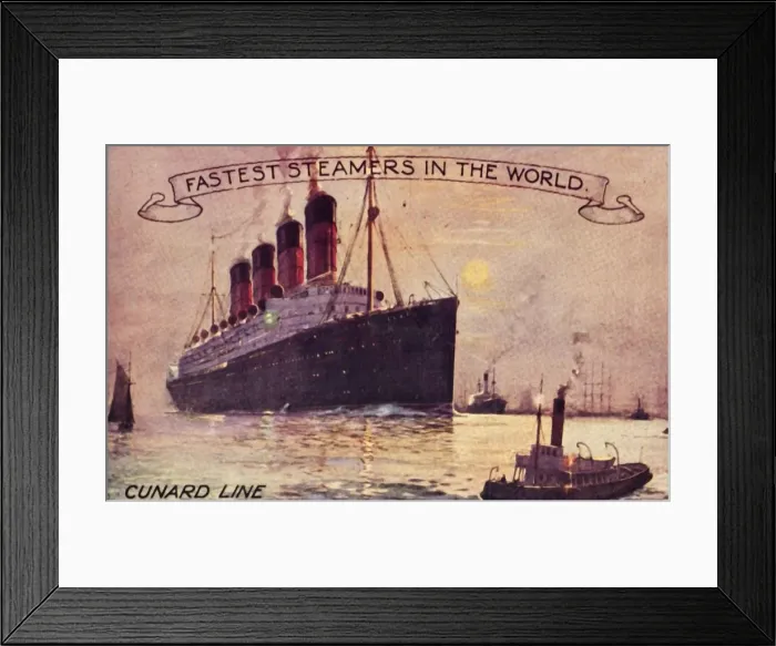 Framed Print : Cunard Line - Fastest Steamers in the World, c1910s. Creator: Unknown Framed Print : Cunard Line - Fastest Steamers in the World, c1910s. Creator: Unknown