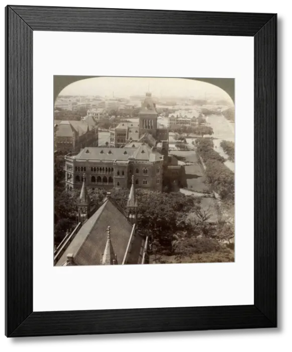 Framed Print : Over University and Secretariat (Sq. tower), S. from Rajabai Tower, Bombay, India, 1903 Framed Print : Over University and Secretariat (Sq. tower), S. from Rajabai Tower, Bombay, India, 1903