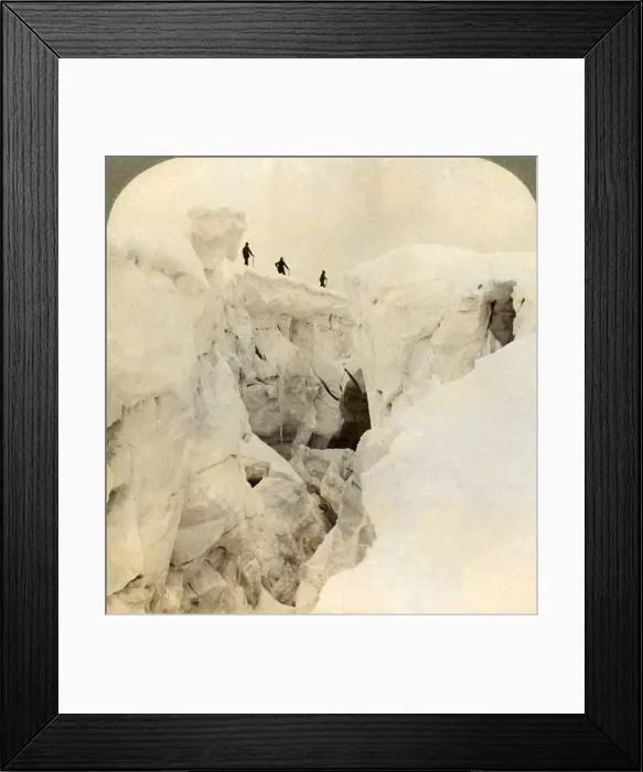 Framed Print : Descent of Mt. Blanc - enormous crevasses near the summit, Alps, 1901. Creator Framed Print : Descent of Mt. Blanc - enormous crevasses near the summit, Alps, 1901. Creator