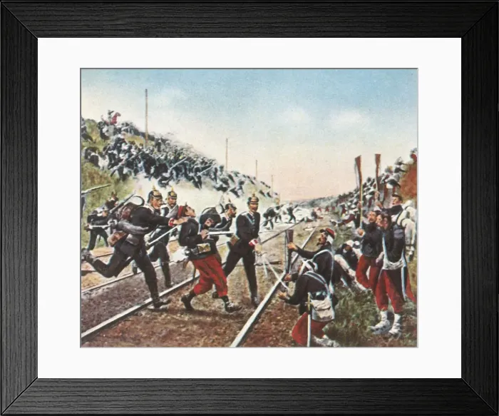 Framed Print : Storming of the railway embankment at Nuits by the Badeners, 18 December 1870, (1936) Framed Print : Storming of the railway embankment at Nuits by the Badeners, 18 December 1870, (1936)