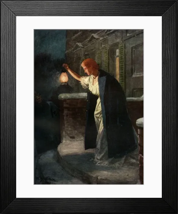 Framed Print : She stood and swung the lantern slowly from side to side, 1914. Creator: William Barnes Wollen Framed Print : She stood and swung the lantern slowly from side to side, 1914. Creator: William Barnes Wollen