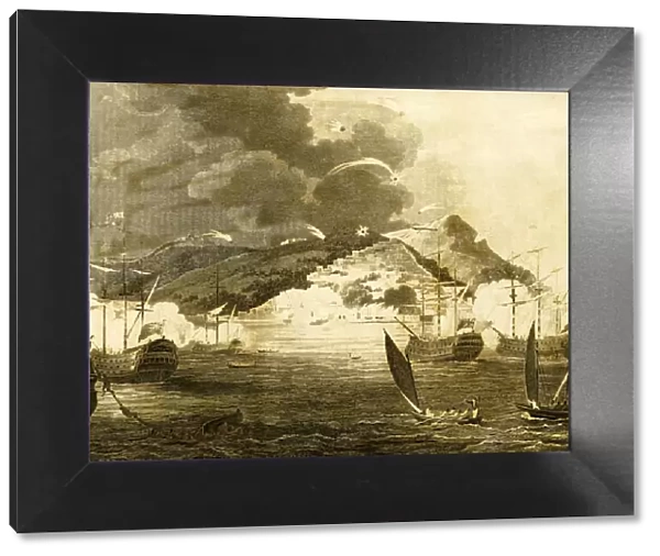 Lord Exmouths Fleet bombarding the City of Algiers, 1816. Creator: Unknown
