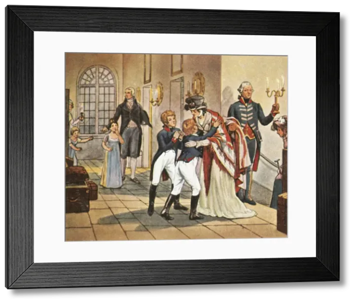 Framed Print : First meeting of Queen Louise and her children after the Battle of Jena, 18 October 1806, (1936)
