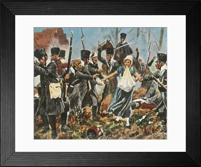 Framed Print : Johanna Stegen at the fighting in Lüneburg, 2 April 1813, (1936). Creator: Unknown Framed Print : Johanna Stegen at the fighting in Lüneburg, 2 April 1813, (1936). Creator: Unknown