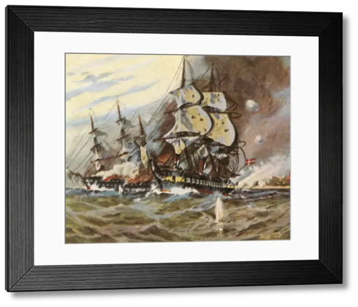 Framed Print : German battery attack from the beach at Eckernforde, 5 April 1849, (1936). Creator: Unknown Framed Print : German battery attack from the beach at Eckernforde, 5 April 1849, (1936). Creator: Unknown