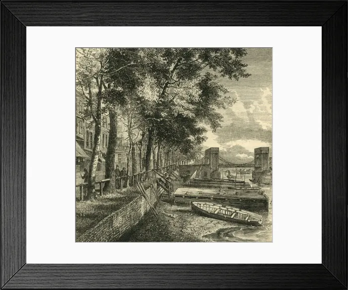 Framed Print : Cheyne Walk and Cadogan Pier, c1876. Creator: Unknown Framed Print : Cheyne Walk and Cadogan Pier, c1876. Creator: Unknown