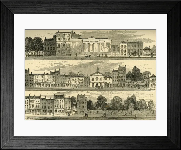 Framed Print : The North Side of Knightsbridge in 1820, from the Cannon Brewery to Hyde Park Corner, (c1876 Framed Print : The North Side of Knightsbridge in 1820, from the Cannon Brewery to Hyde Park Corner, (c1876