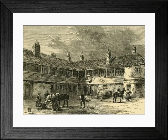 Framed Print : Court-Yard of the Rose and Crown, 1820, (c1876). Creator: Unknown Framed Print : Court-Yard of the Rose and Crown, 1820, (c1876). Creator: Unknown