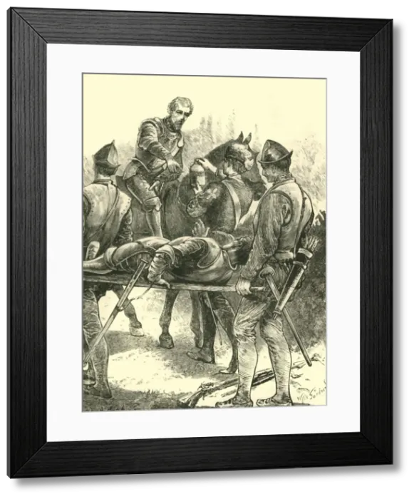 Framed Print : Sir Philip Sidney at Zutphen, 1586, (1890). Creator: Unknown Framed Print : Sir Philip Sidney at Zutphen, 1586, (1890). Creator: Unknown