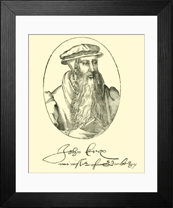 Framed Print : Portrait and Autograph of John Knox, c1550-1560, (1890). Creator: Unknown Framed Print : Portrait and Autograph of John Knox, c1550-1560, (1890). Creator: Unknown