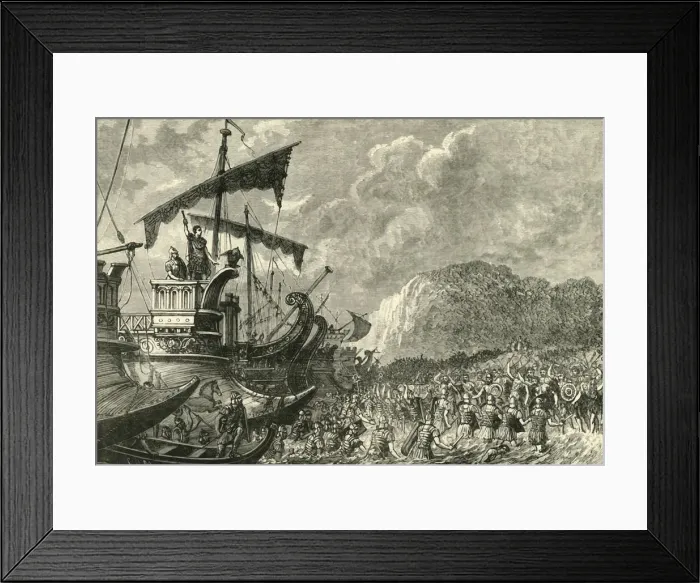 Framed Print : Landing of Julius Caesar in Britain, 1890. Creator: Unknown Framed Print : Landing of Julius Caesar in Britain, 1890. Creator: Unknown