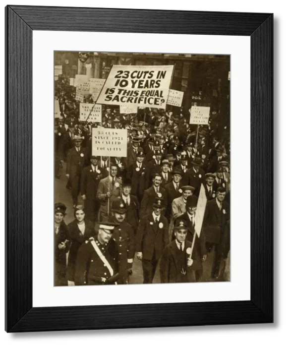Framed Print : Civil servants protesting against salary cuts, London, October 1931, (1935). Creator: Unknown Framed Print : Civil servants protesting against salary cuts, London, October 1931, (1935). Creator: Unknown