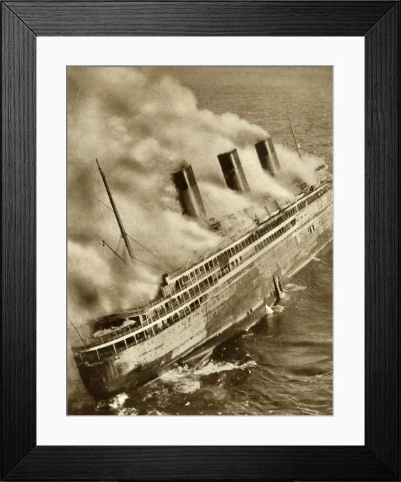 Framed Print : The SS L Atlantique on fire, 1933, (1935). Creator: Unknown