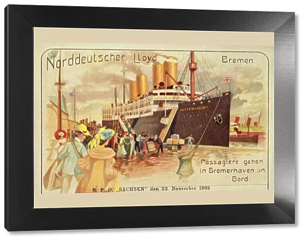 Passengers board the giant SS Kaiser Wilhelm II in Bremerhaven, 1905. Creator: Unknown