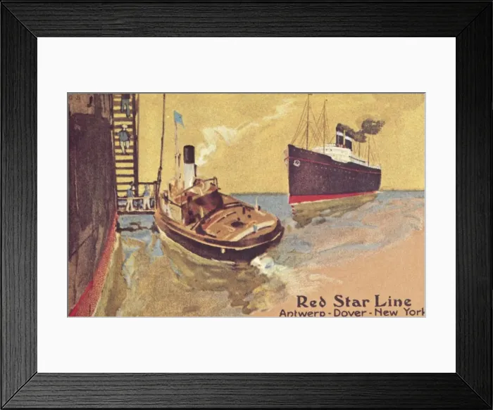 Framed Print : Red Star Line passenger ship and tender, c1900. Creator: Unknown Framed Print : Red Star Line passenger ship and tender, c1900. Creator: Unknown