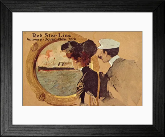 Framed Print : Passengers looking through the porthole on board a Red Star ocean liner, c1900. Creator: Unknown Framed Print : Passengers looking through the porthole on board a Red Star ocean liner, c1900. Creator: Unknown