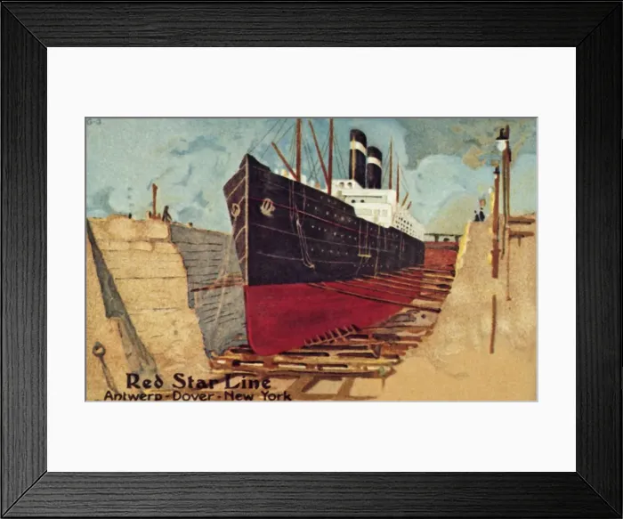 Framed Print : Red Star liner in dry dock for repair, c1905. Creator: Unknown Framed Print : Red Star liner in dry dock for repair, c1905. Creator: Unknown