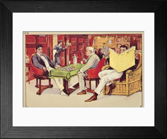 Framed Print : Passengers relax on board a Red Star liner, 1907. Creator: Unknown Framed Print : Passengers relax on board a Red Star liner, 1907. Creator: Unknown
