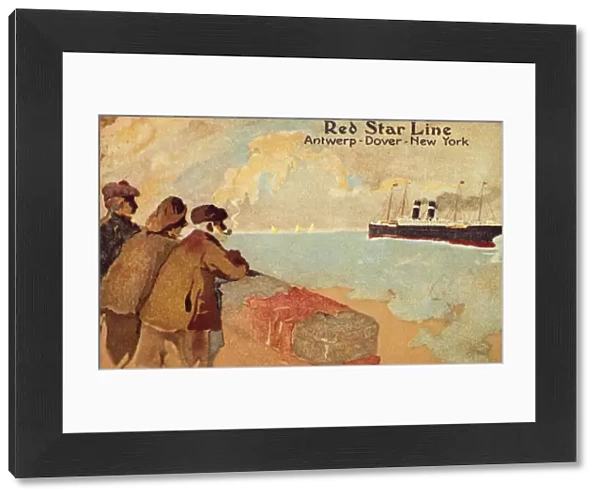 Fisherman and sailors watching a Red Star ocean liner, c1900. Creator: Unknown