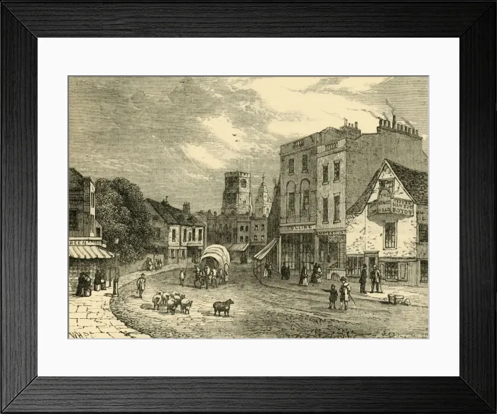 Framed Print : Hackney, Looking Towards the Church, 1840, (c1876). Creator: Unknown Framed Print : Hackney, Looking Towards the Church, 1840, (c1876). Creator: Unknown