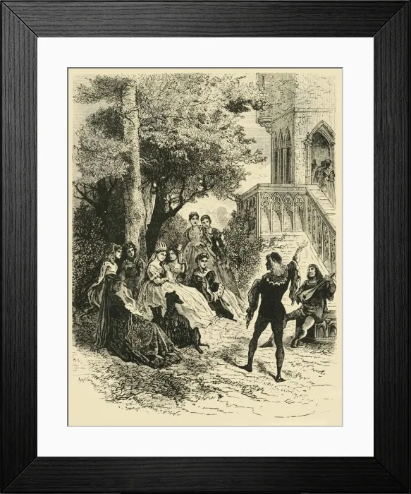 Framed Print : The Trouvere Adenes at the Court of Queen Marie of Brabant, (1274-1285), 1890. Creator: Unknown Framed Print : The Trouvere Adenes at the Court of Queen Marie of Brabant, (1274-1285), 1890. Creator: Unknown