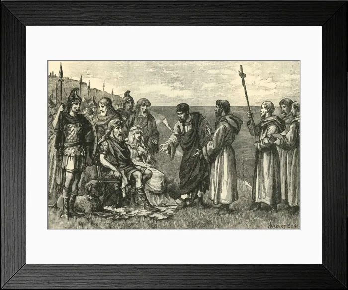 Framed Print : The Landing of St. Augustine in Kent, (597AD), 1890. Creator: Unknown Framed Print : The Landing of St. Augustine in Kent, (597AD), 1890. Creator: Unknown