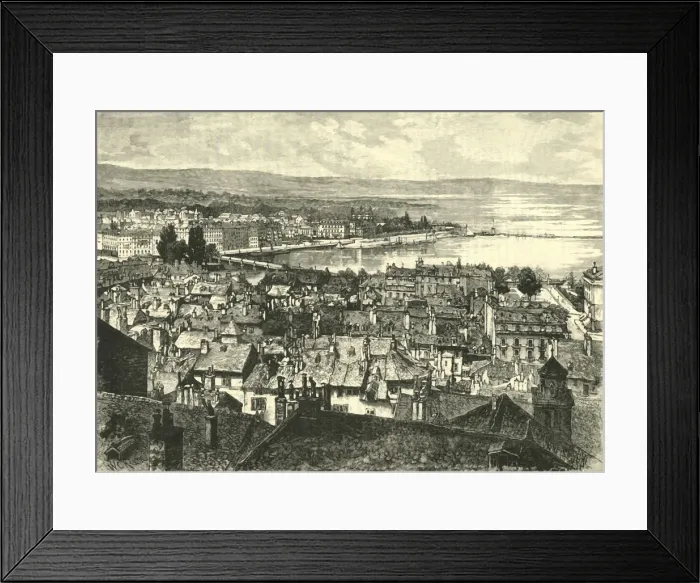 Framed Print : Geneva, Looking Towards The Lake, 1890. Creator: Unknown Framed Print : Geneva, Looking Towards The Lake, 1890. Creator: Unknown