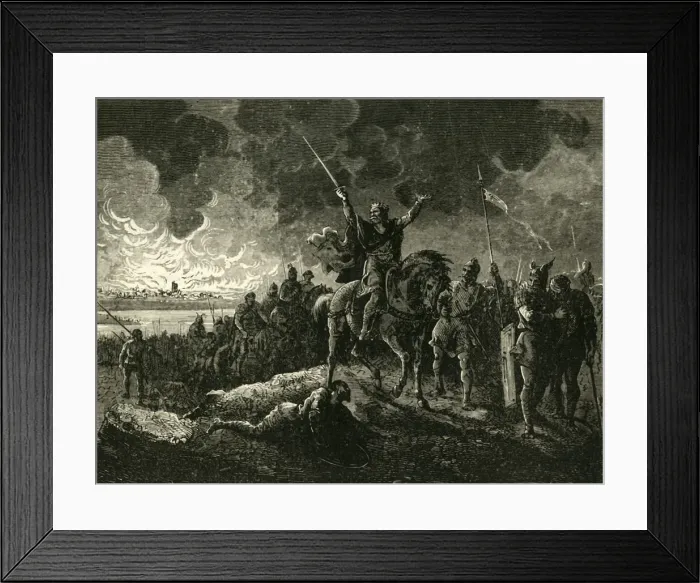 Framed Print : Eudes, Duke of Aquitaine, Fleeing from Bordeaux, Fired by the Saracens, (732AD), 1890 Framed Print : Eudes, Duke of Aquitaine, Fleeing from Bordeaux, Fired by the Saracens, (732AD), 1890