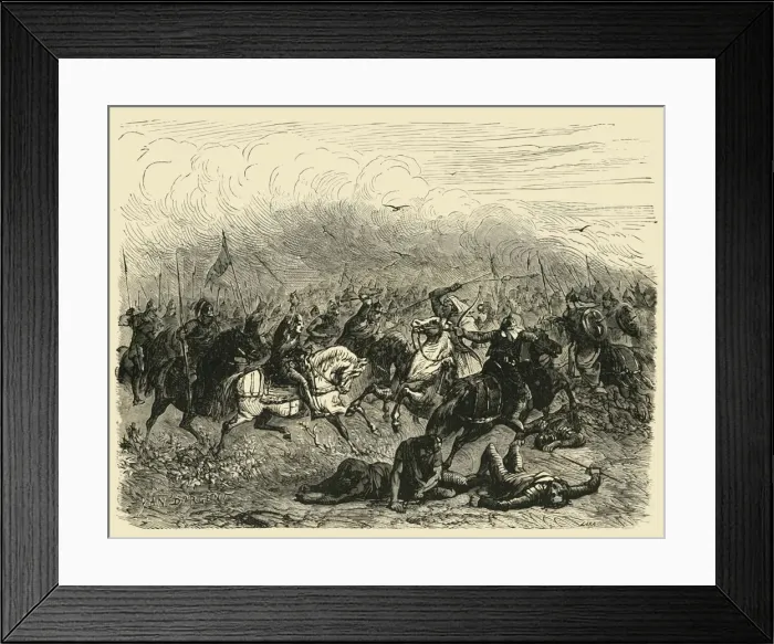 Framed Print : Defeat of Abdalrahman at Poitiers, (732AD), 1890. Creator: Unknown Framed Print : Defeat of Abdalrahman at Poitiers, (732AD), 1890. Creator: Unknown