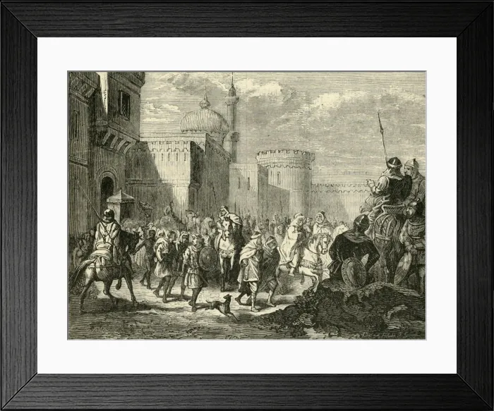 Framed Print : The Saracens Leaving Narbonne, Restored to the Franks, (737AD), 1890. Creator: Unknown Framed Print : The Saracens Leaving Narbonne, Restored to the Franks, (737AD), 1890. Creator: Unknown