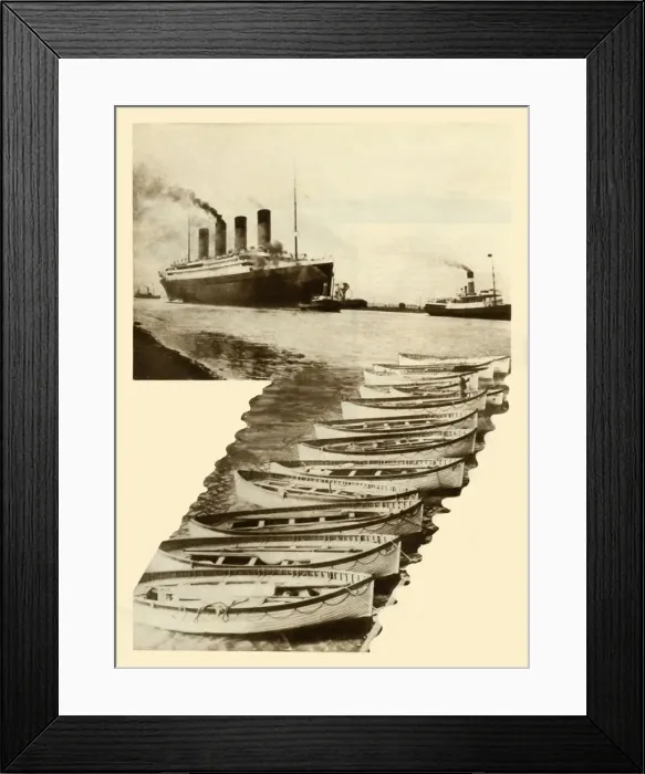 Framed Print : RMS Titanic and lifeboats, 1912, (1935). Creator: Unknown Framed Print : RMS Titanic and lifeboats, 1912, (1935). Creator: Unknown
