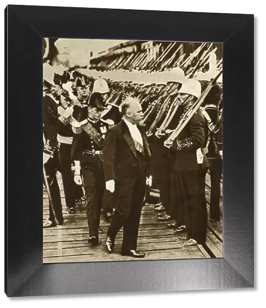 French President Raymond Poincare with Edward, Prince of Wales, at Portsmouth