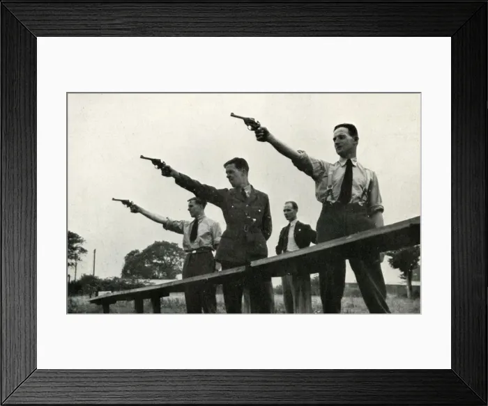 Framed Print : Revolver practice at the Elementary Flying Training School, 1941. Creator: Charles Brown Framed Print : Revolver practice at the Elementary Flying Training School, 1941. Creator: Charles Brown