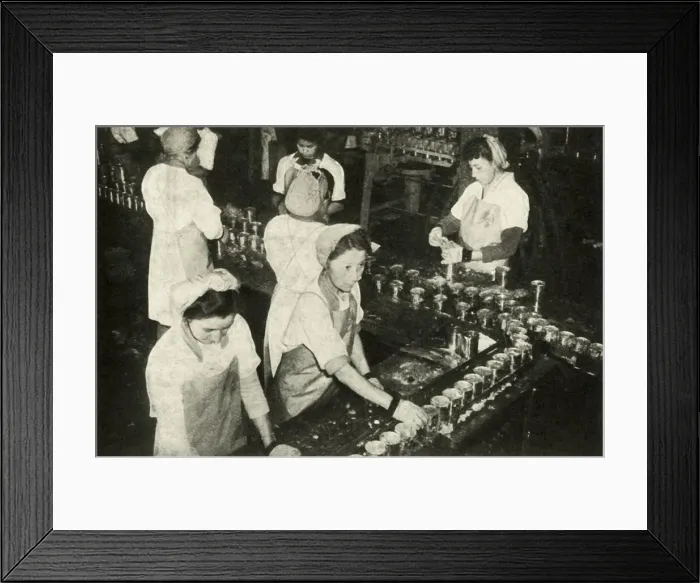 Framed Print : The Great Salmon Industry - Indian girls working in the canning department, c1948 Framed Print : The Great Salmon Industry - Indian girls working in the canning department, c1948