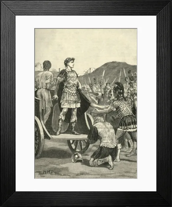 Framed Print : Caesar Addressing the Malcontent Legions in the Campus Martius, 1890. Creator: Unknown Framed Print : Caesar Addressing the Malcontent Legions in the Campus Martius, 1890. Creator: Unknown